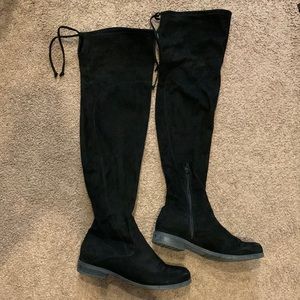 Unida Maury Over the Knee Thigh High Black Suede Boots